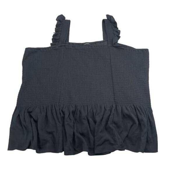 TORRID Peplum Squareneck Smocked Crinkle Peplum Tank Top Sz 5X Black - Picture 4 of 9
